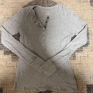 Aerie Gray Long Sleeve Henley Top